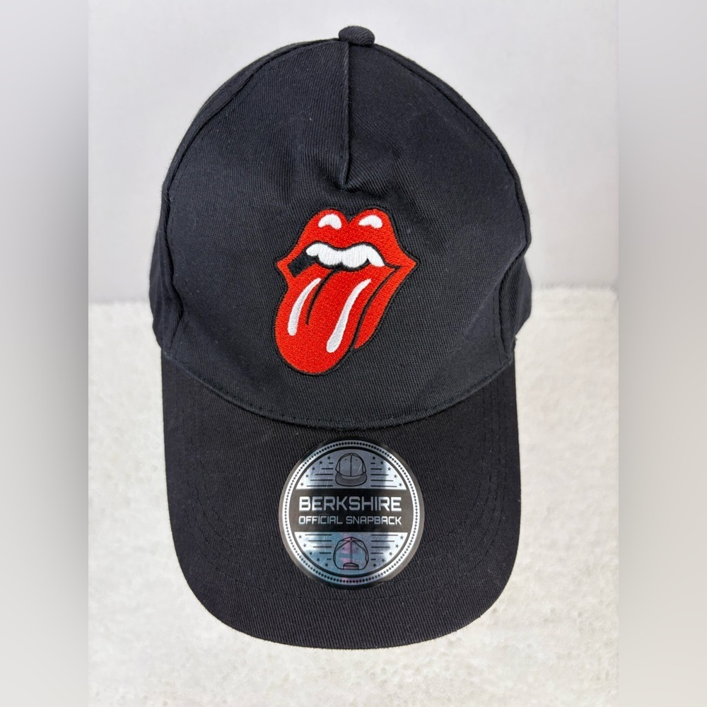 Black Berkshire Fashions Hat Featuring The Rolling Stones Red Tongue Logo